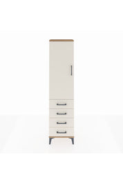Arges Dolap Tek Raflı 4 Çekmeceli Tek Askılı 44x30x182 Çam-Aytaşı