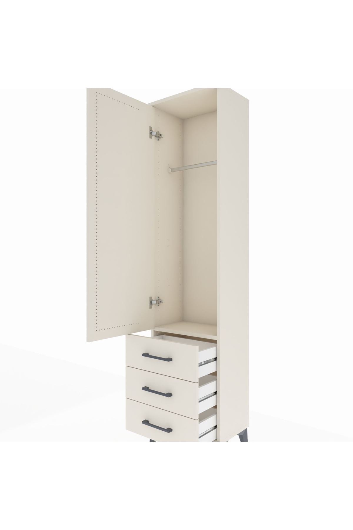 Arges Dolap Tek Raflı 3 Çekmeceli Tek Askılı 44x30x182 Aytaşı-Aytaşı