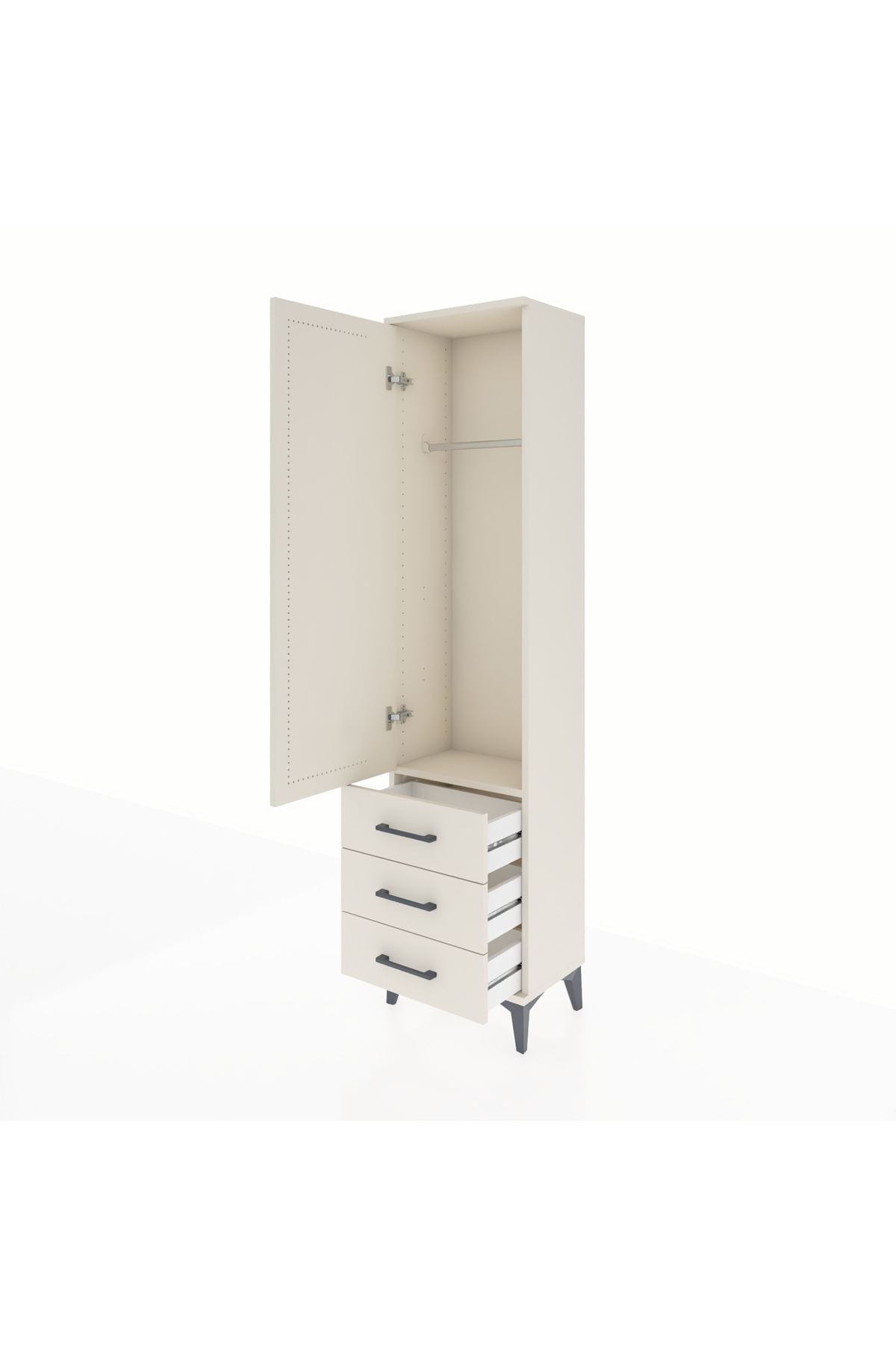 Arges Dolap Tek Raflı 3 Çekmeceli Tek Askılı 44x30x182 Aytaşı-Aytaşı