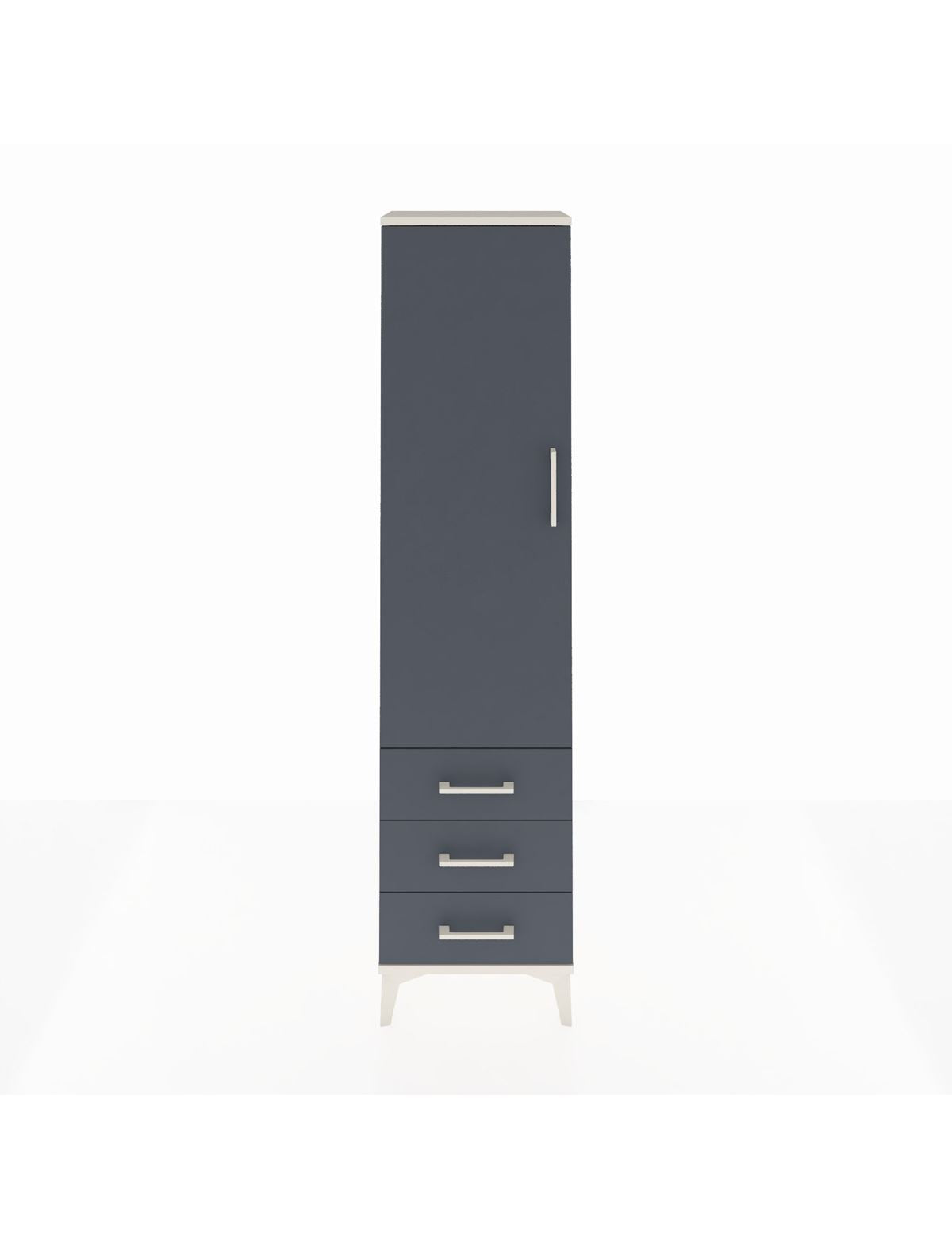 Arges Dolap Tek Raflı 3 Çekmeceli Tek Askılı 44x30x182 Aytaşı-Antrasit