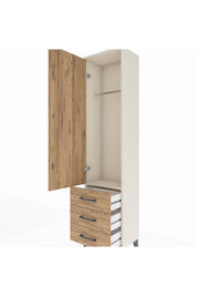 Arges Dolap Tek Raflı 3 Çekmeceli Tek Askılı 44x30x182 Aytaşı-Çam