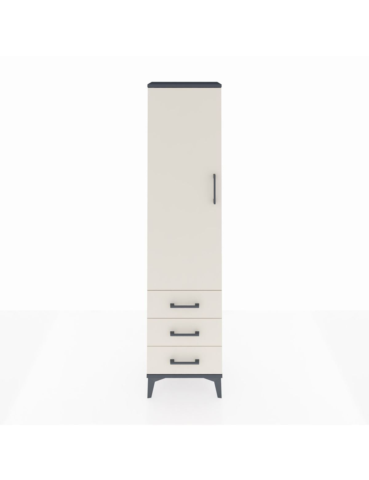 Arges Dolap Tek Raflı 3 Çekmeceli Tek Askılı 44x30x182 Antrasit-Aytaşı