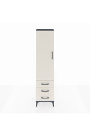 Arges Dolap Tek Raflı 3 Çekmeceli Tek Askılı 44x30x182 Antrasit-Aytaşı