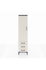 Arges Dolap Tek Raflı 3 Çekmeceli Tek Askılı 44x30x182