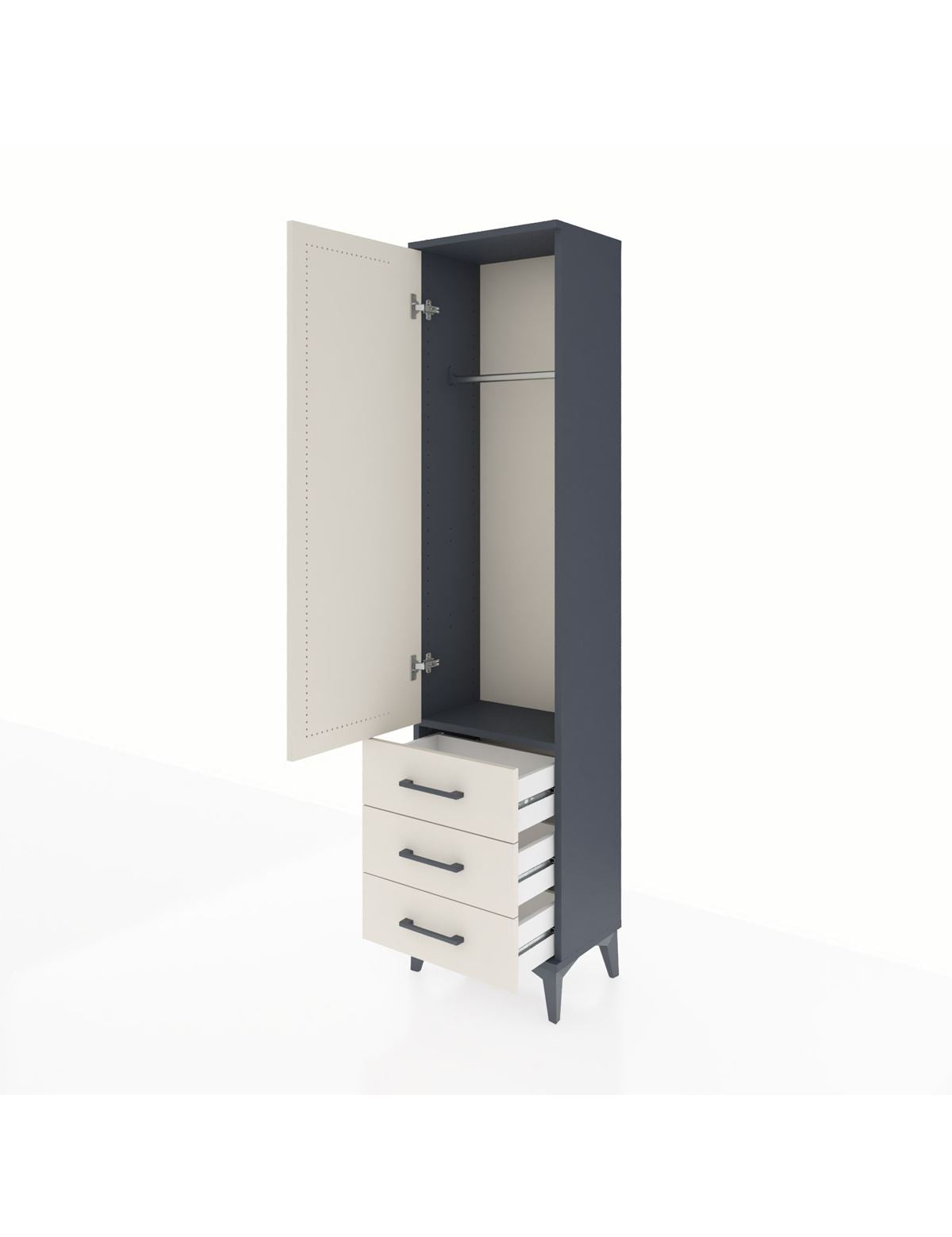 Arges Dolap Tek Raflı 3 Çekmeceli Tek Askılı 44x30x182 - S22M028V4A