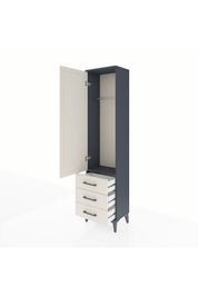 Arges Dolap Tek Raflı 3 Çekmeceli Tek Askılı 44x30x182 Antrasit-Aytaşı