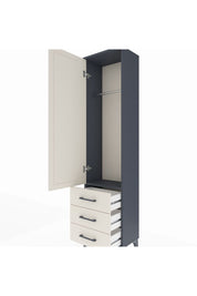 Arges Dolap Tek Raflı 3 Çekmeceli Tek Askılı 44x30x182 Antrasit-Aytaşı
