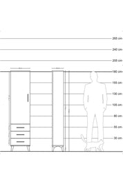 Arges Dolap Tek Raflı 3 Çekmeceli Tek Askılı 44x30x182 Antrasit-Aytaşı