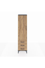 Arges Dolap Tek Raflı 3 Çekmeceli Tek Askılı 44x30x182 Antrasit-Çam