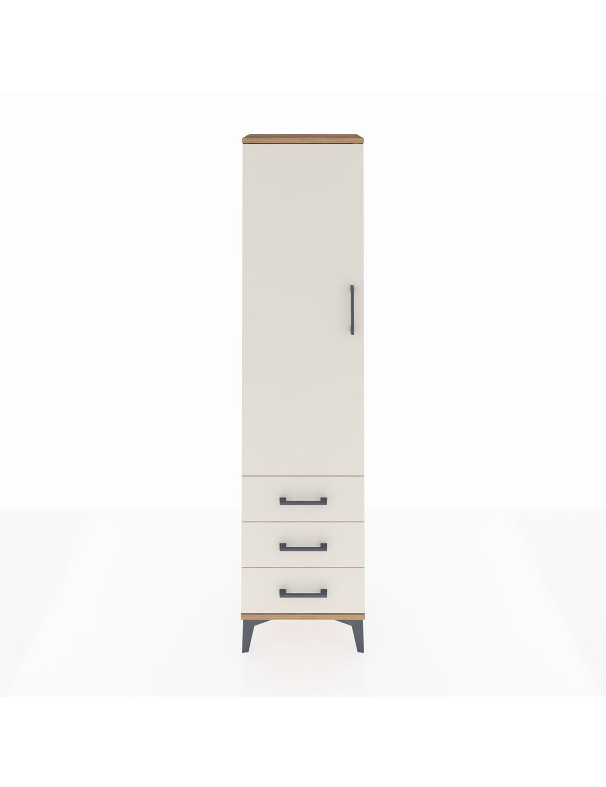 Arges Dolap Tek Raflı 3 Çekmeceli Tek Askılı 44x30x182 Çam-Aytaşı