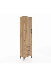 Arges Dolap Tek Raflı 3 Çekmeceli Tek Askılı 44x30x182 Çam-Çam