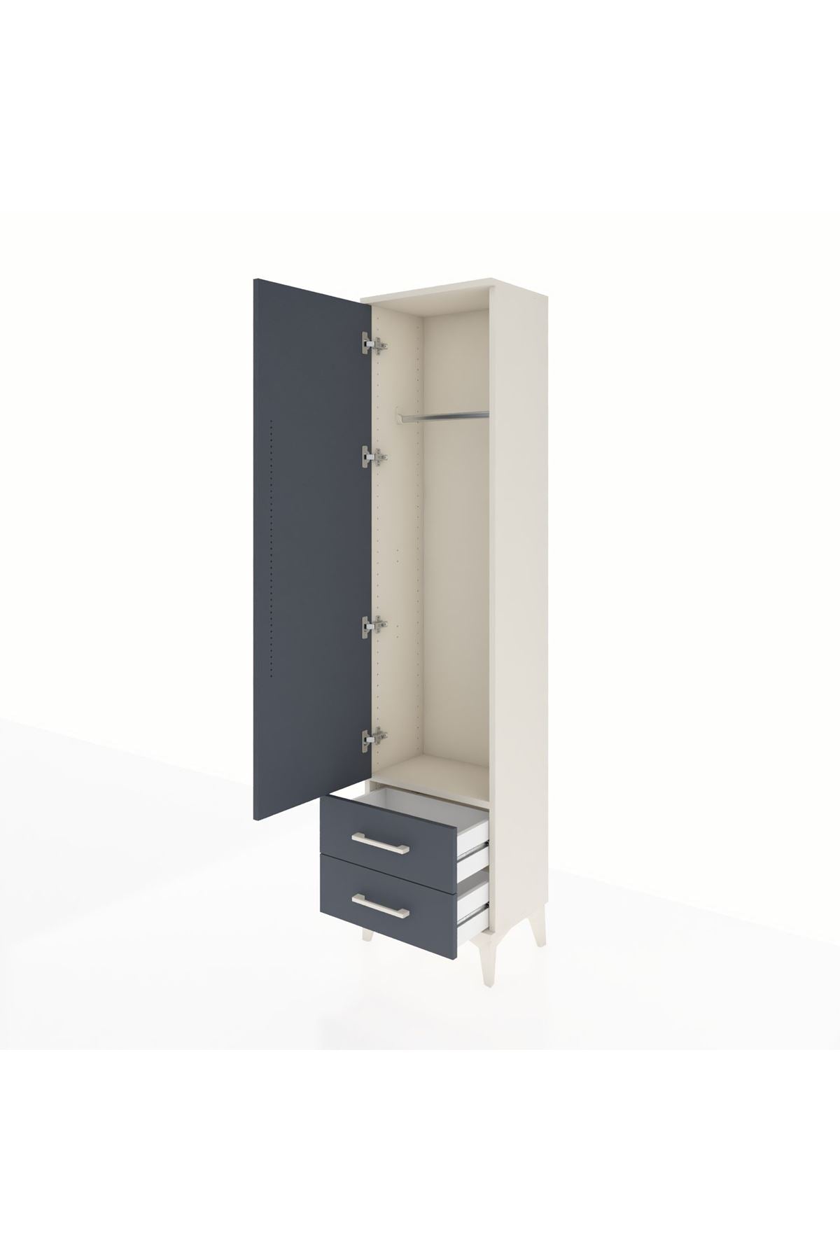 Arges Dolap Tek Raflı 2 Çekmeceli Tek Askılı 44x30x182 Aytaşı-Antrasit