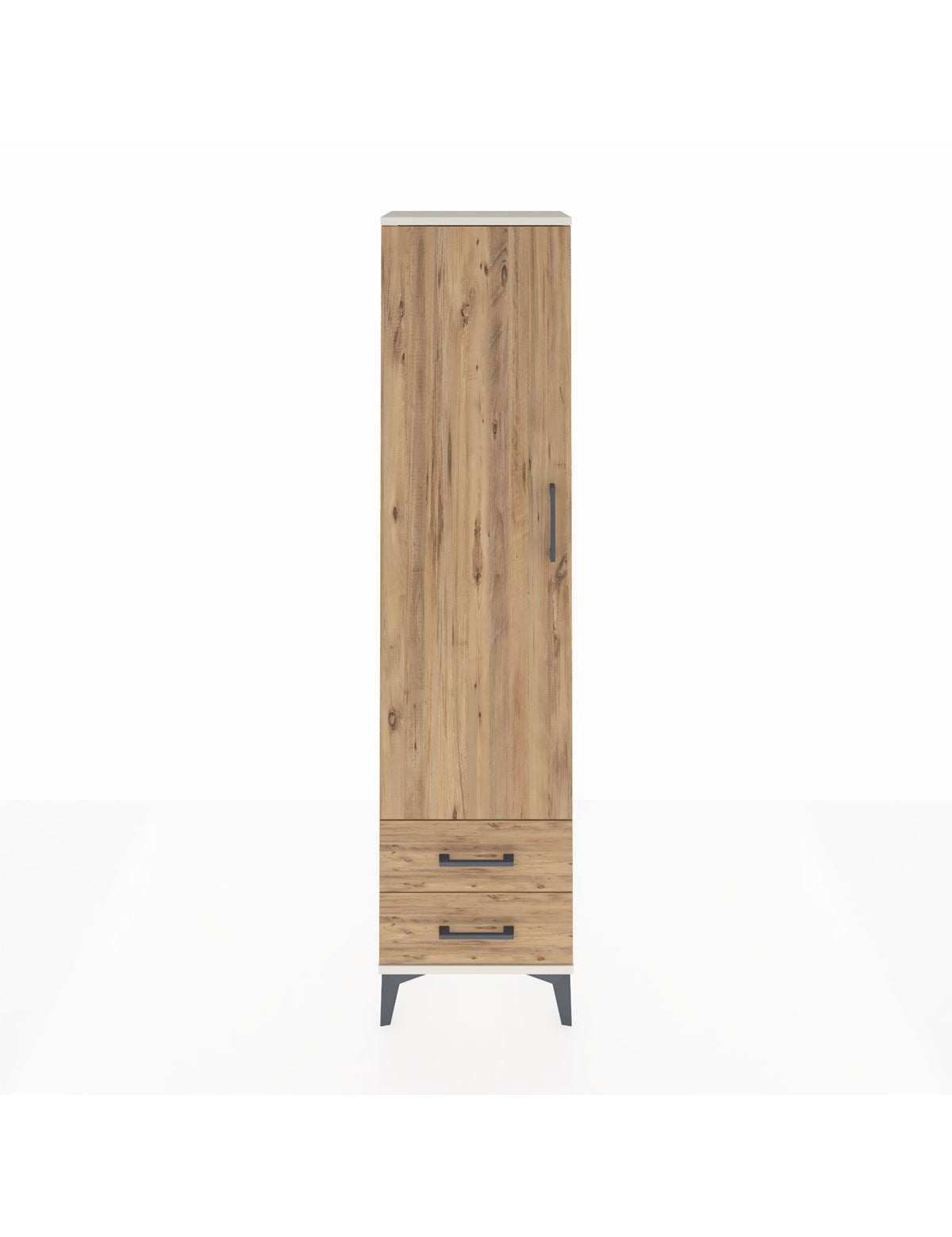 Arges Dolap Tek Raflı 2 Çekmeceli Tek Askılı 44x30x182 Aytaşı-Çam