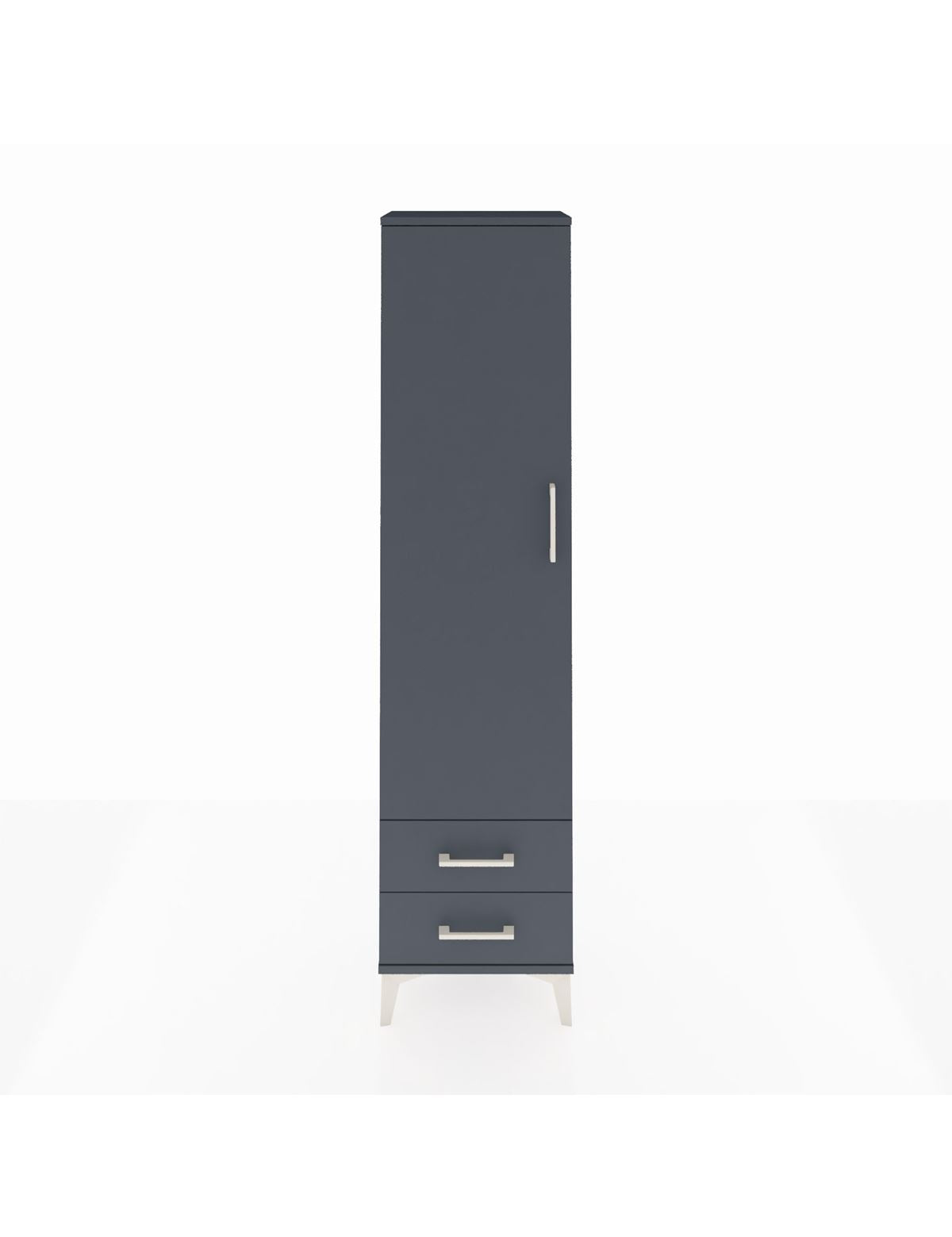 Arges Dolap Tek Raflı 2 Çekmeceli Tek Askılı 44x30x182 Antrasit-Antrasit