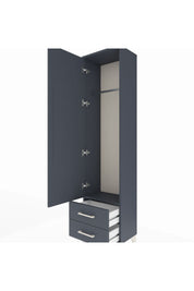 Arges Dolap Tek Raflı 2 Çekmeceli Tek Askılı 44x30x182 Antrasit-Antrasit