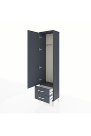 Arges Dolap Tek Raflı 2 Çekmeceli Tek Askılı 44x30x182 Antrasit-Antrasit
