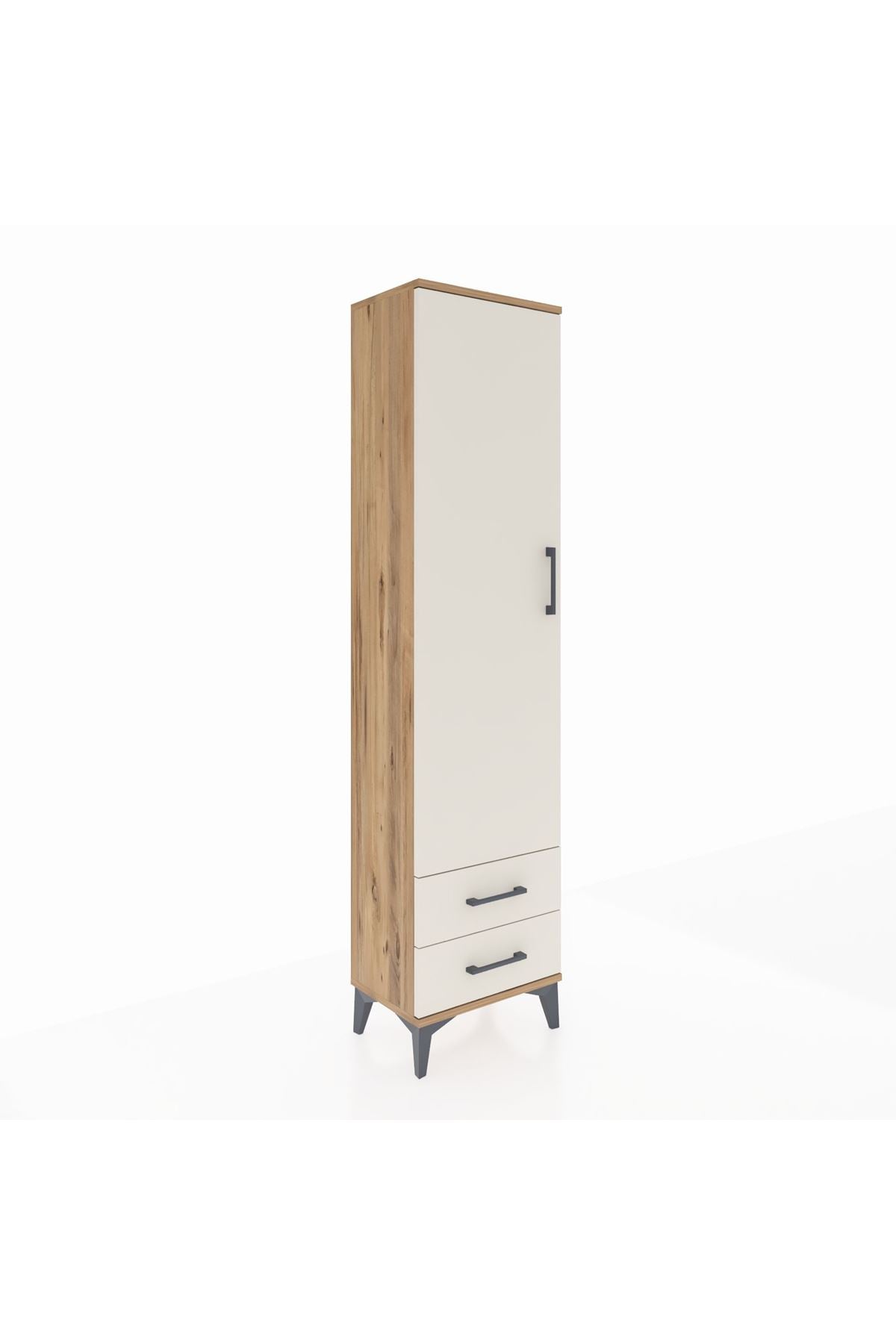 Arges Dolap Tek Raflı 2 Çekmeceli Tek Askılı 44x30x182 Çam-Aytaşı