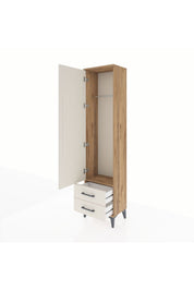 Arges Dolap Tek Raflı 2 Çekmeceli Tek Askılı 44x30x182 Çam-Aytaşı