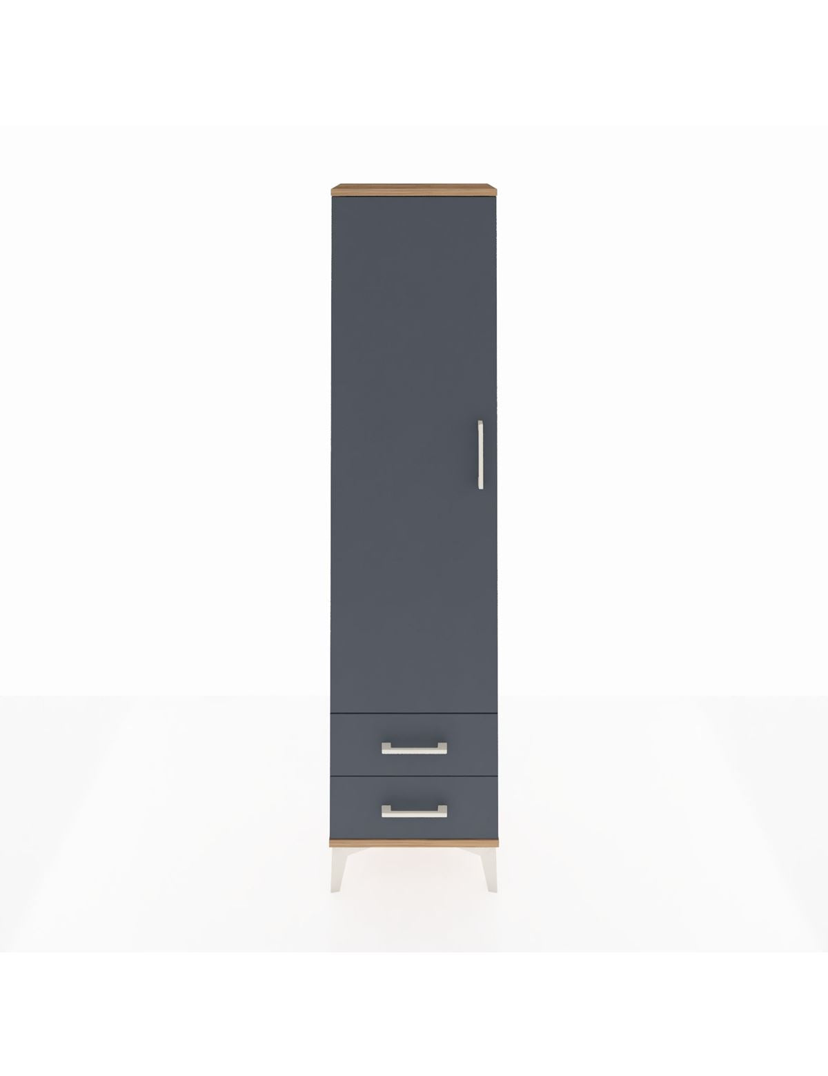 Arges Dolap Tek Raflı 2 Çekmeceli Tek Askılı 44x30x182 Çam-Antrasit