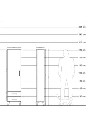 Arges Dolap Tek Raflı 2 Çekmeceli Tek Askılı 44x30x182 Çam-Aytaşı