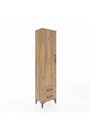 Arges Dolap Tek Raflı 2 Çekmeceli Tek Askılı 44x30x182 Çam-Çam
