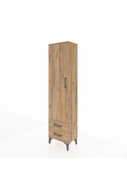 Arges Dolap Tek Raflı 2 Çekmeceli Tek Askılı 44x30x182 Çam-Çam