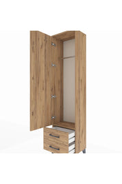Arges Dolap Tek Raflı 2 Çekmeceli Tek Askılı 44x30x182 Çam-Çam