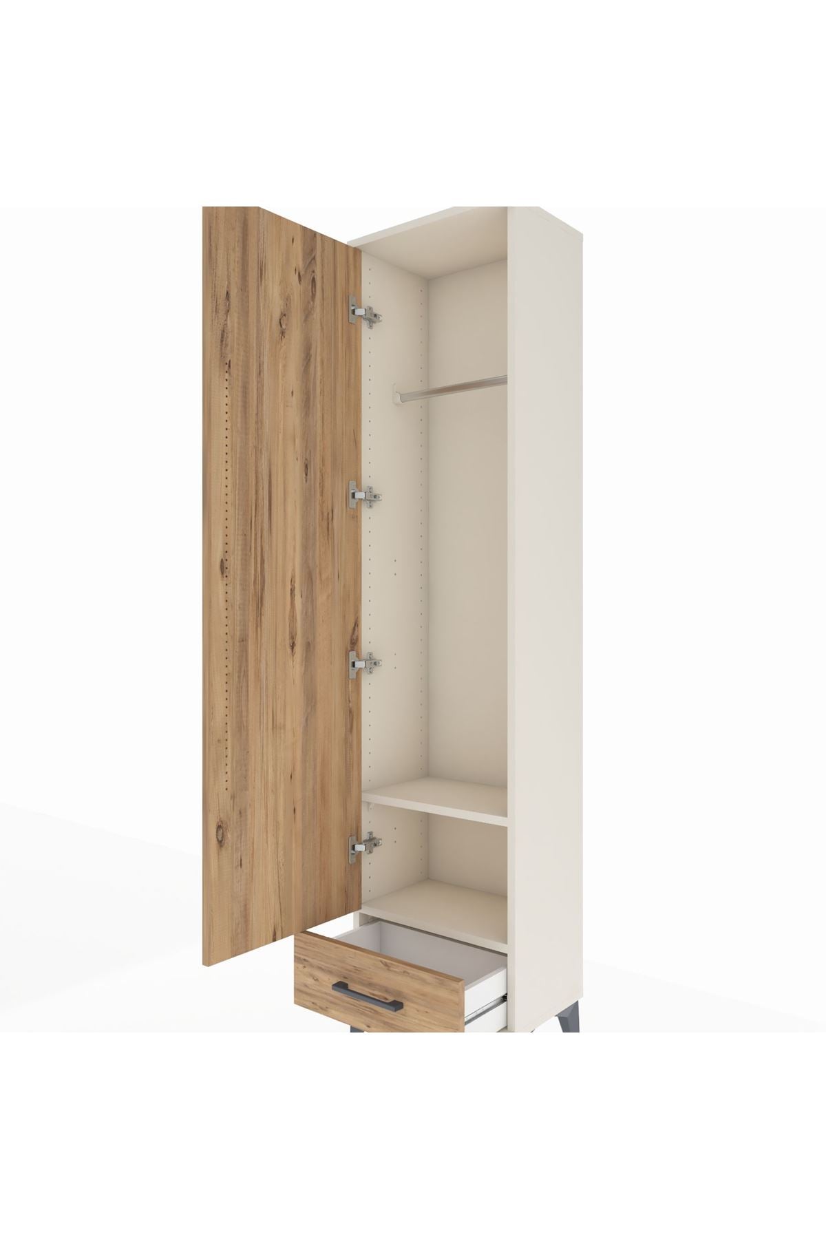 Arges Dolap 2 Raflı Tek Çekmeceli Tek Askılı 44x30x182 Aytaşı-Çam