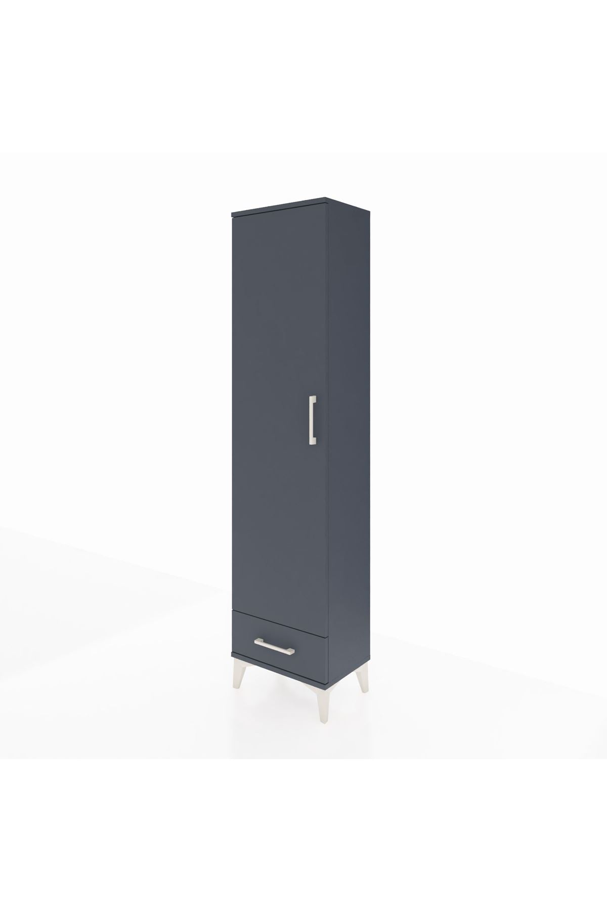 Arges Dolap 2 Raflı Tek Çekmeceli Tek Askılı 44x30x182 Antrasit-Antrasit