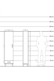 Arges Dolap 2 Raflı Tek Çekmeceli Tek Askılı 44x30x182 Antrasit-Çam
