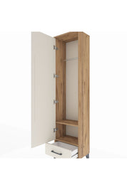 Arges Dolap 2 Raflı Tek Çekmeceli Tek Askılı 44x30x182 Çam-Aytaşı