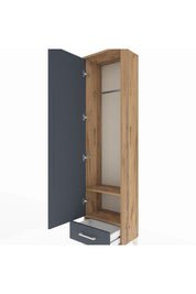 Arges Dolap 2 Raflı Tek Çekmeceli Tek Askılı 44x30x182 Çam-Antrasit