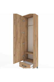 Arges Dolap 2 Raflı Tek Çekmeceli Tek Askılı 44x30x182 Çam-Çam
