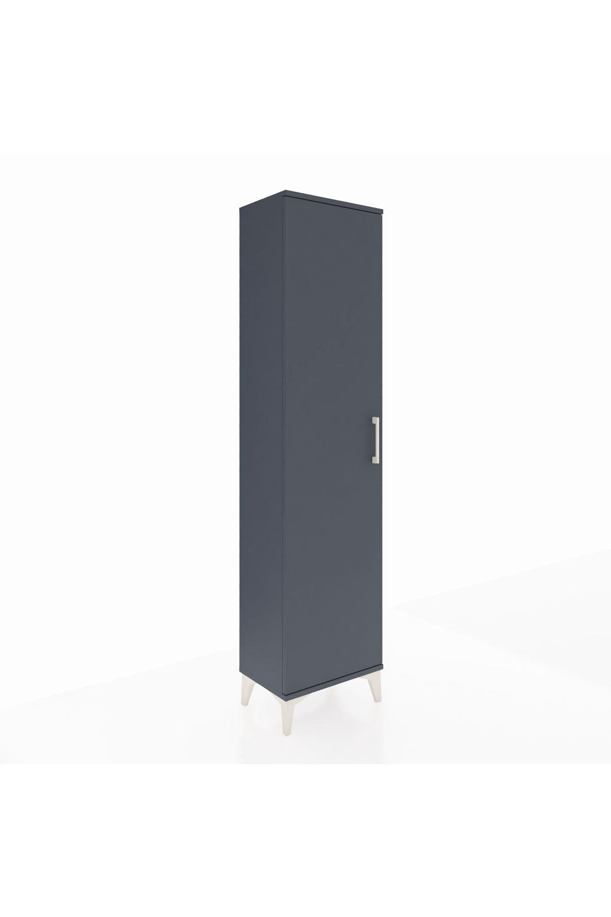 Arges Dolap Tek Raflı Tek Kapaklı Tek Askılı 44x30x182 Antrasit-Antrasit