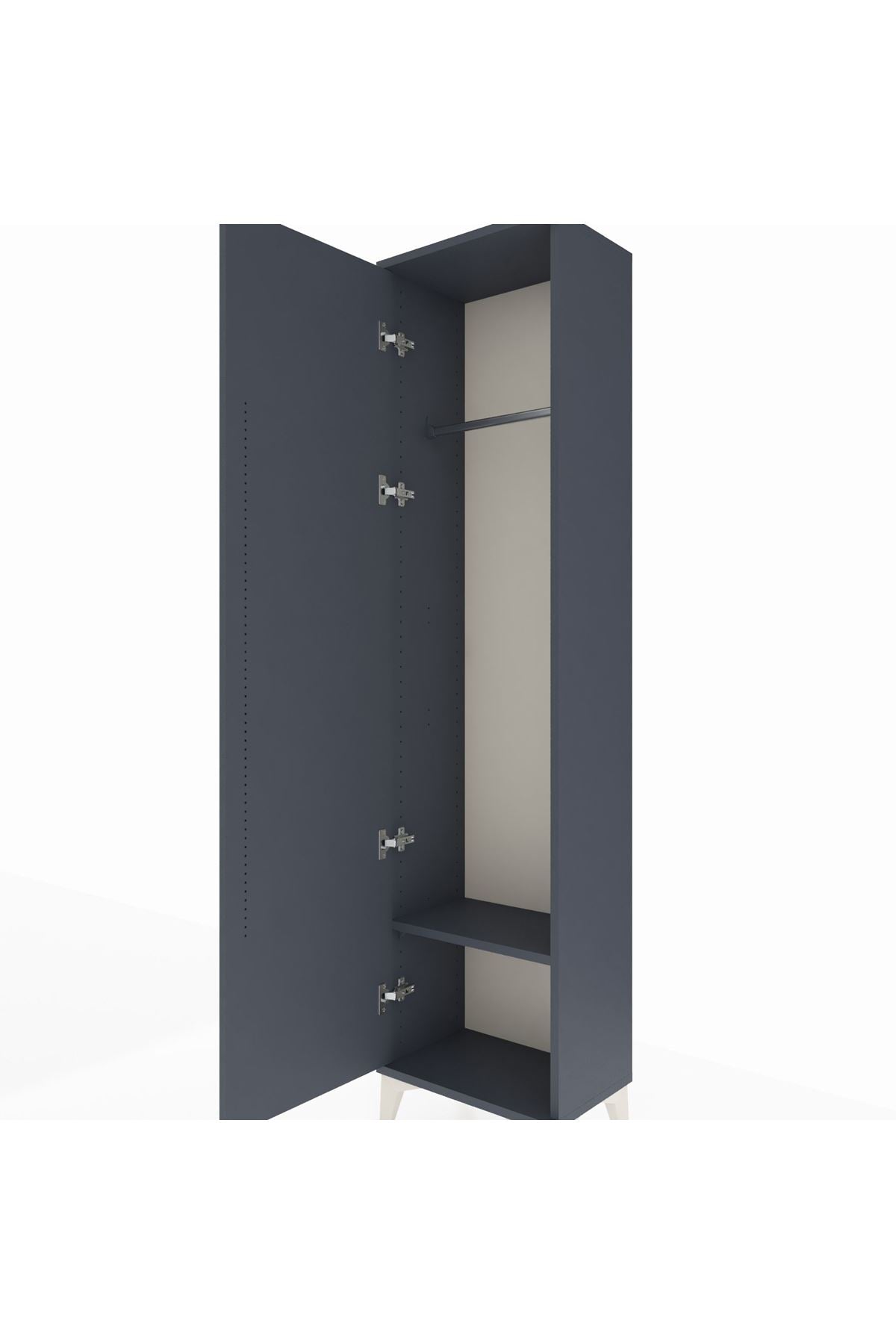 Arges Dolap Tek Raflı Tek Kapaklı Tek Askılı 44x30x182 Antrasit-Antrasit