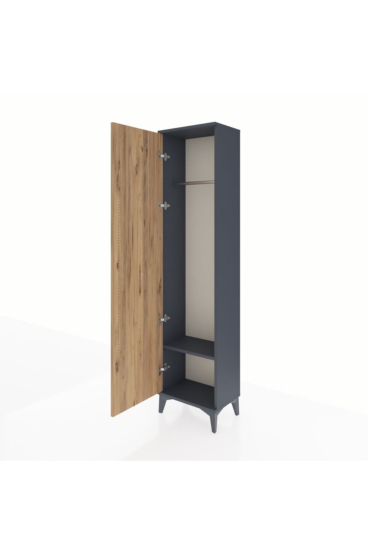 Arges Dolap Tek Raflı Tek Kapaklı Tek Askılı 44x30x182 Antrasit-Çam