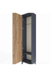 Arges Dolap Tek Raflı Tek Kapaklı Tek Askılı 44x30x182 Antrasit-Çam