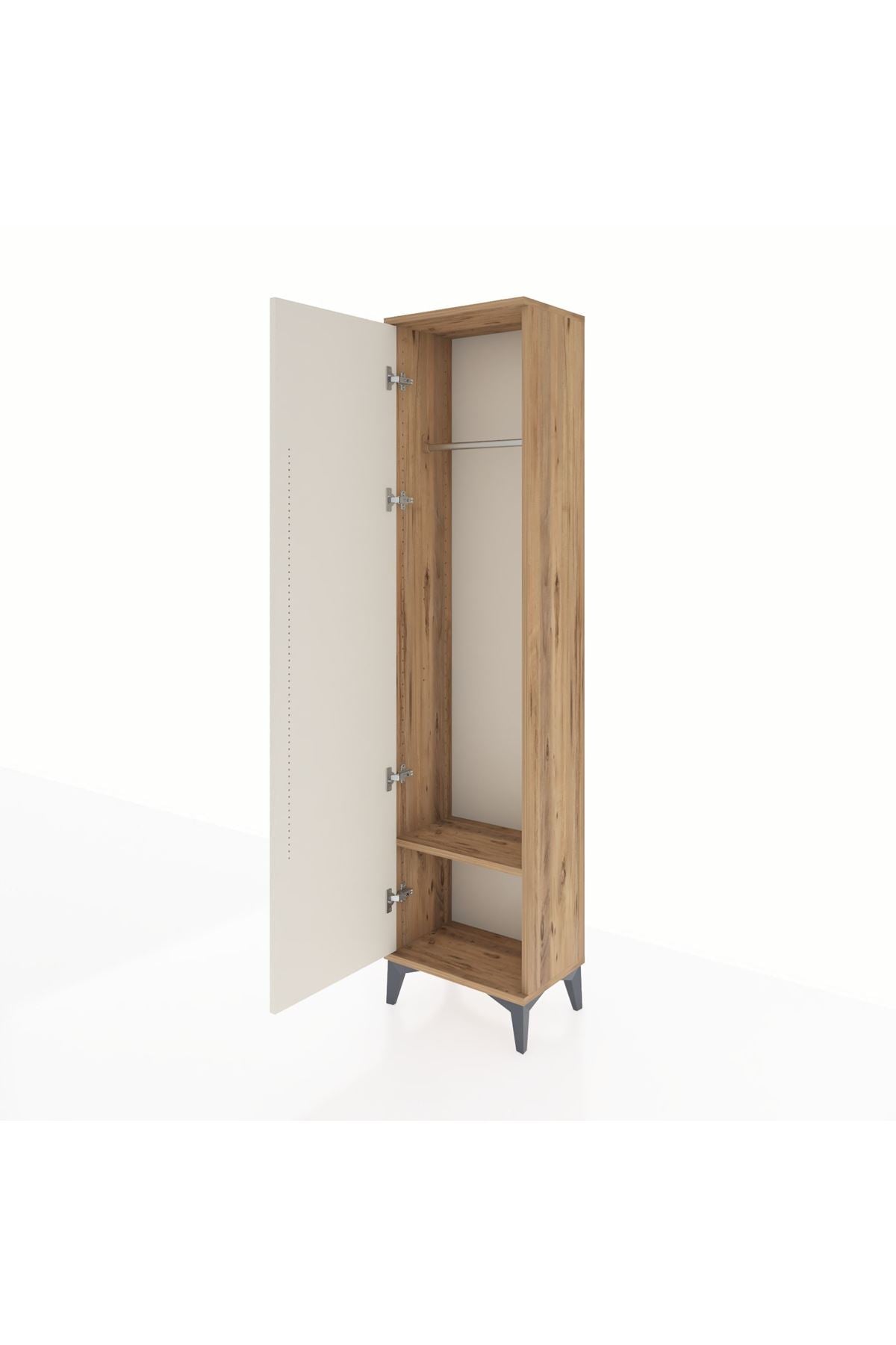 Arges Dolap Tek Raflı Tek Kapaklı Tek Askılı 44x30x182 Çam-Aytaşı