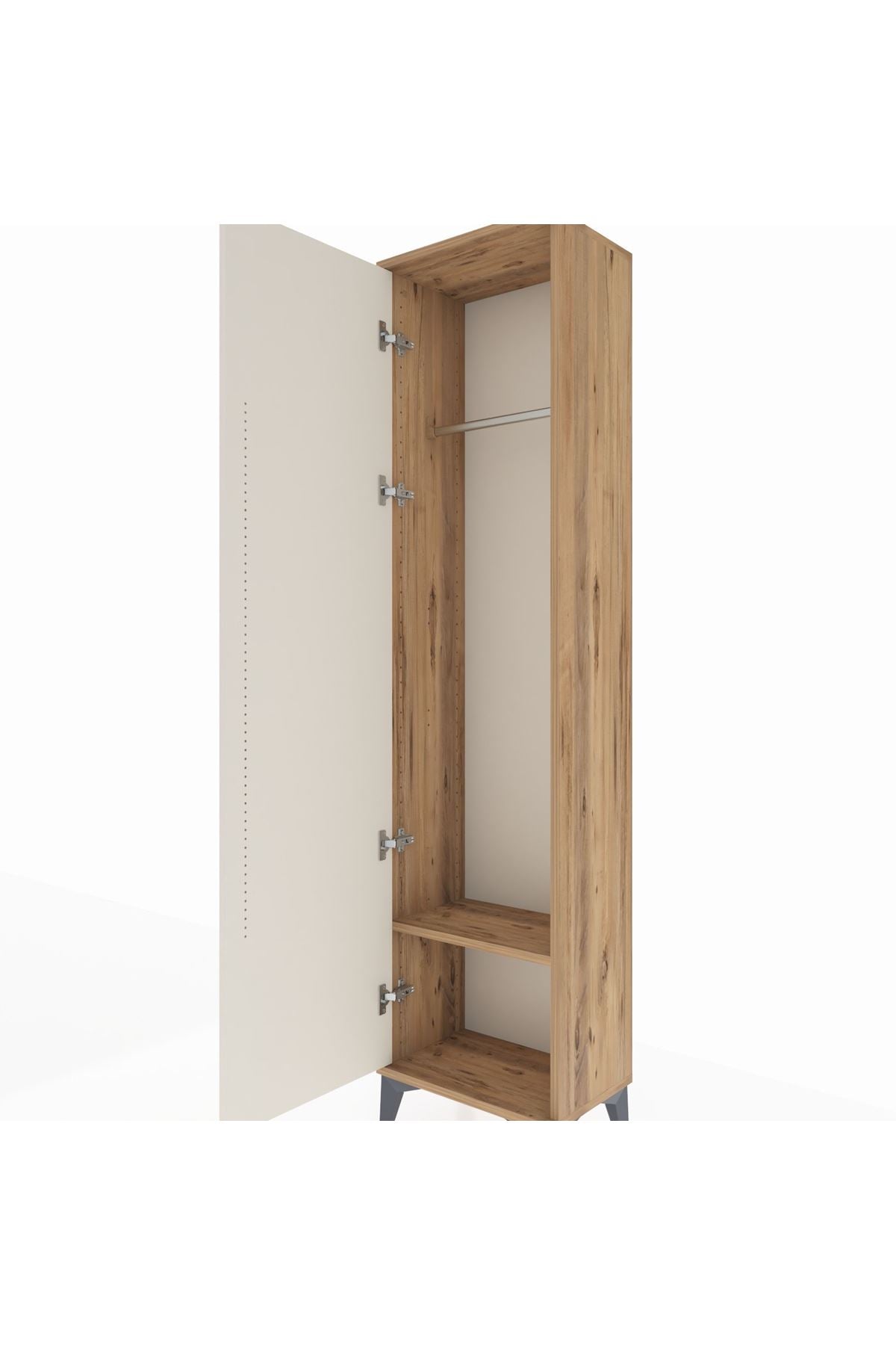 Arges Dolap Tek Raflı Tek Kapaklı Tek Askılı 44x30x182 Çam-Aytaşı