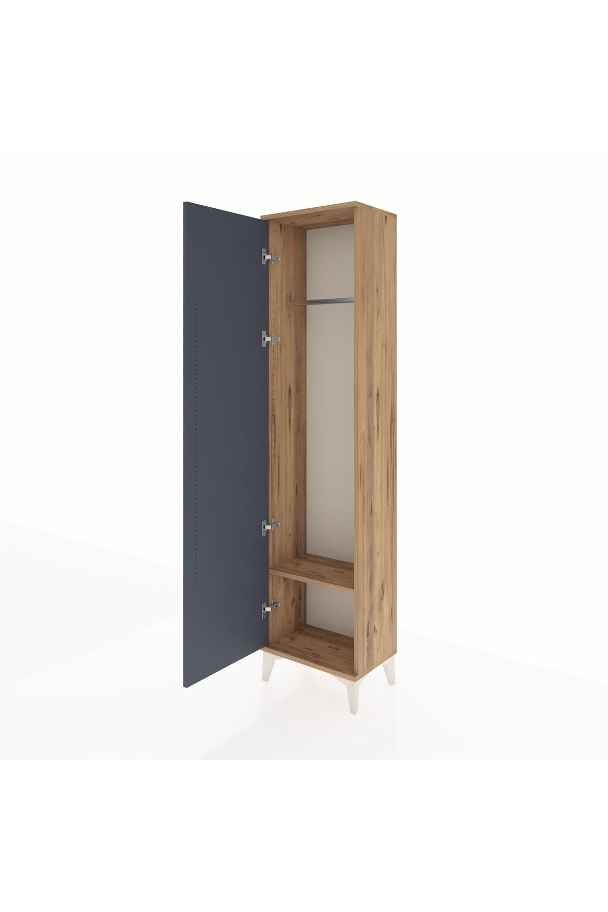 Arges Dolap Tek Raflı Tek Kapaklı Tek Askılı 44x30x182 Çam-Antrasit