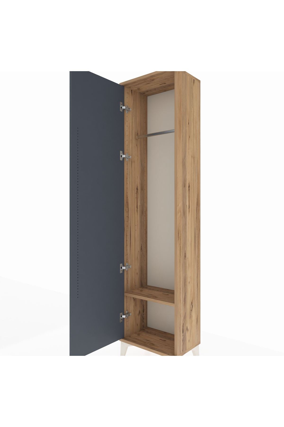 Arges Dolap Tek Raflı Tek Kapaklı Tek Askılı 44x30x182 Çam-Antrasit