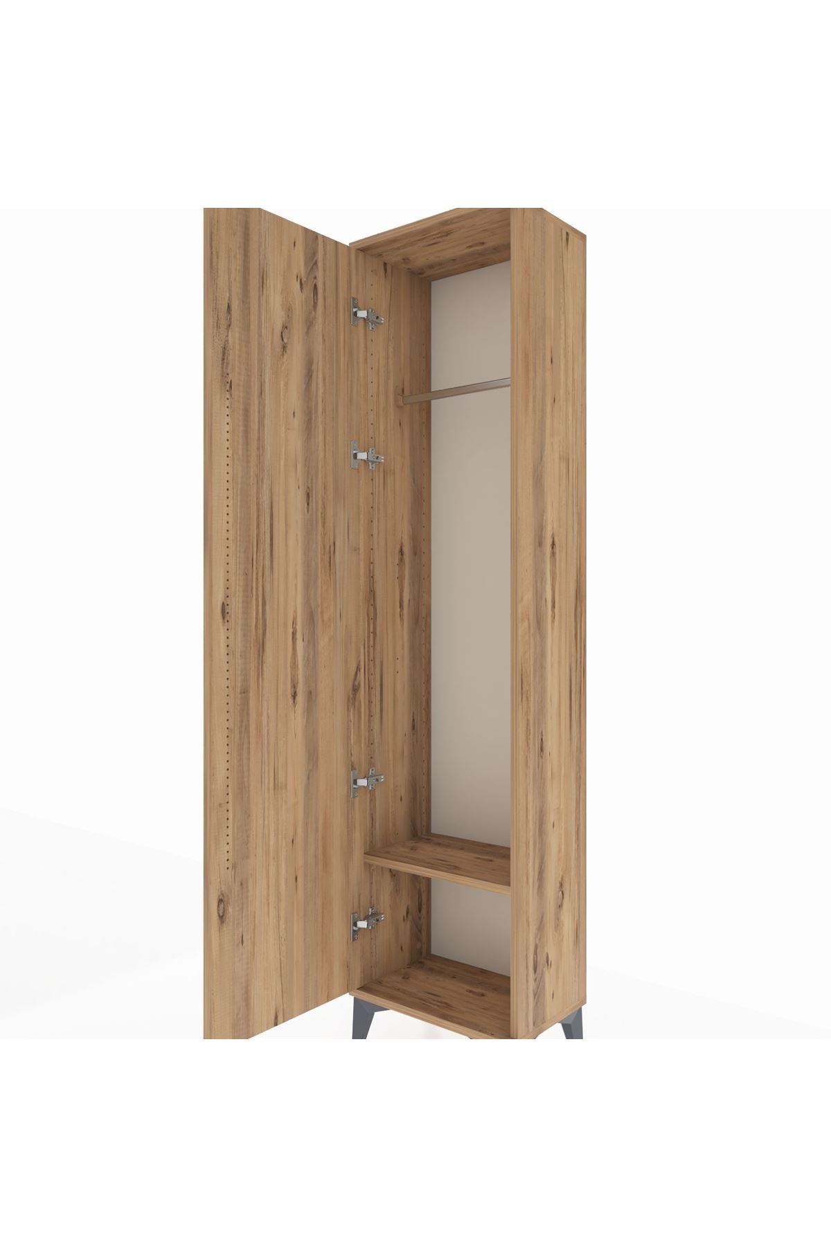 Arges Dolap Tek Raflı Tek Kapaklı Tek Askılı 44x30x182 Çam-Çam