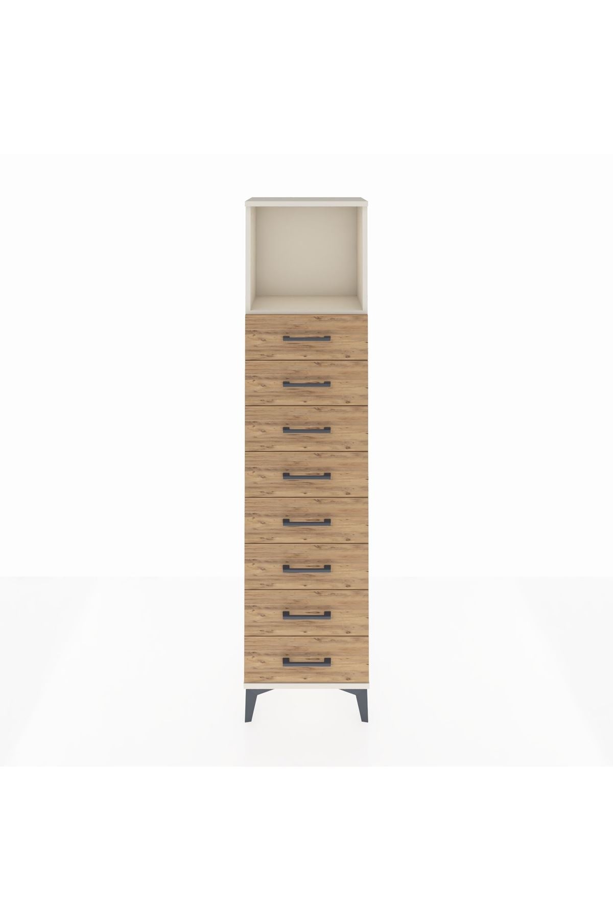 Arges Dolap Tek Raflı 8 Çekmeceli 44x30x182 Aytaşı-Çam