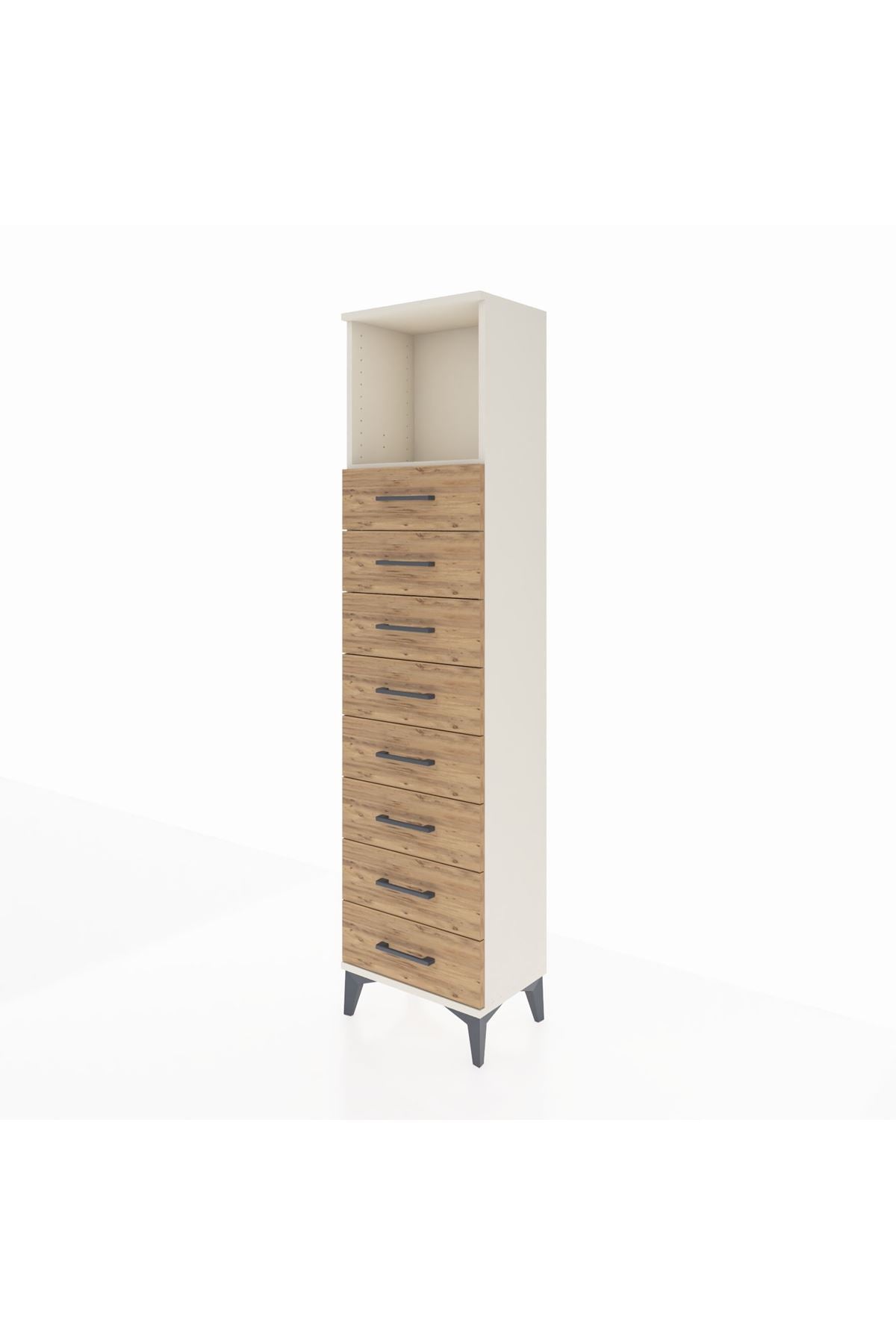 Arges Dolap Tek Raflı 8 Çekmeceli 44x30x182 Aytaşı-Çam