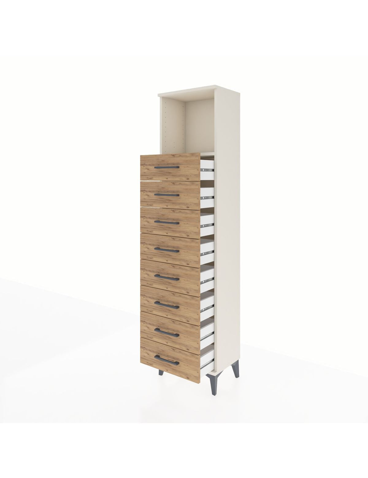 Arges Dolap Tek Raflı 8 Çekmeceli 44x30x182 - S22M032V3A