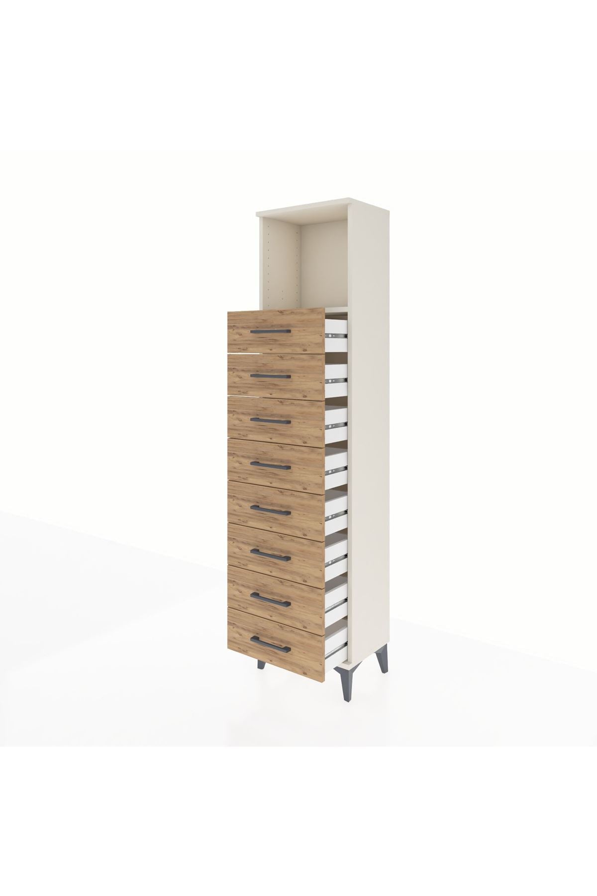 Arges Dolap Tek Raflı 8 Çekmeceli 44x30x182 Aytaşı-Çam