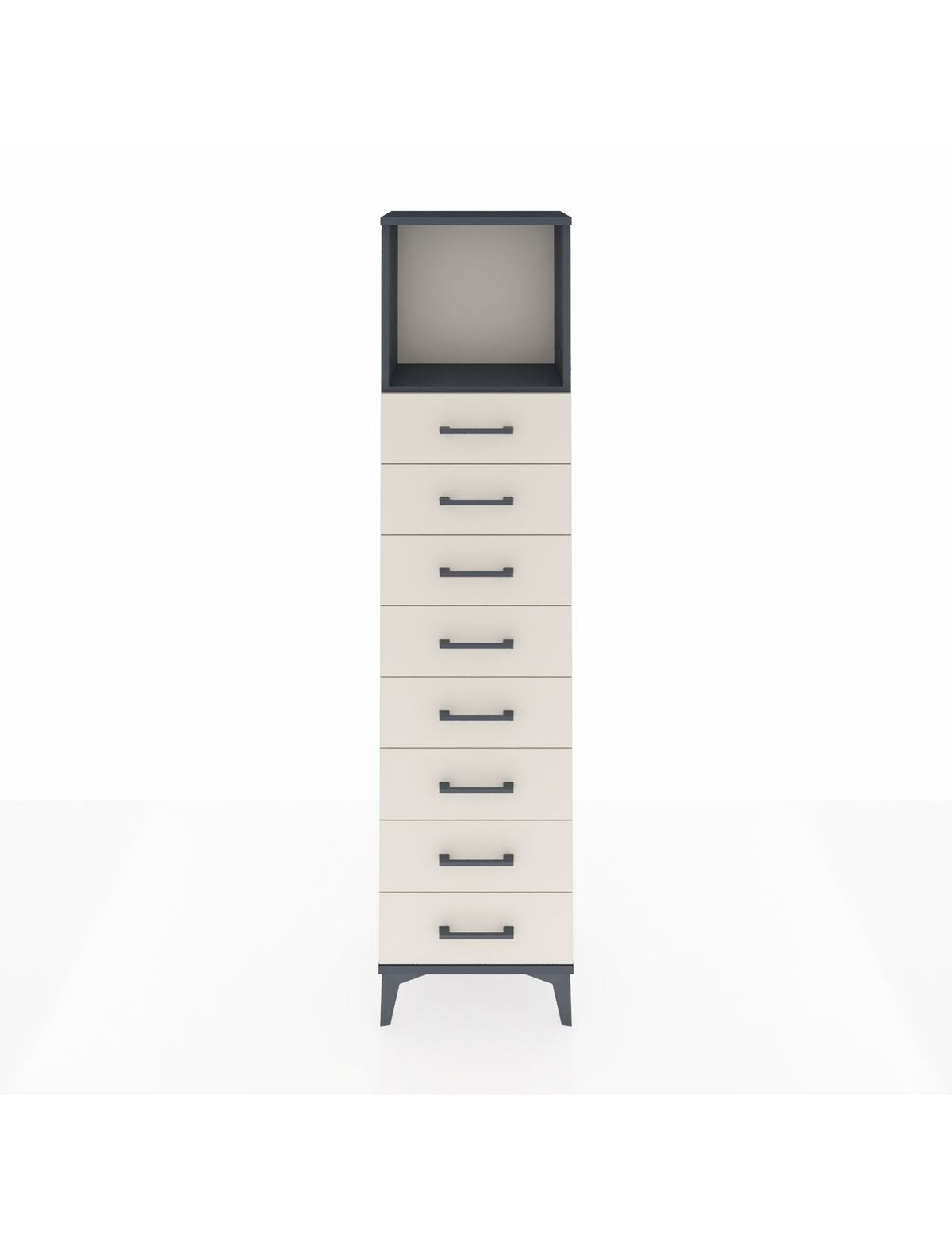 Arges Dolap Tek Raflı 8 Çekmeceli 44x30x182 Antrasit-Aytaşı