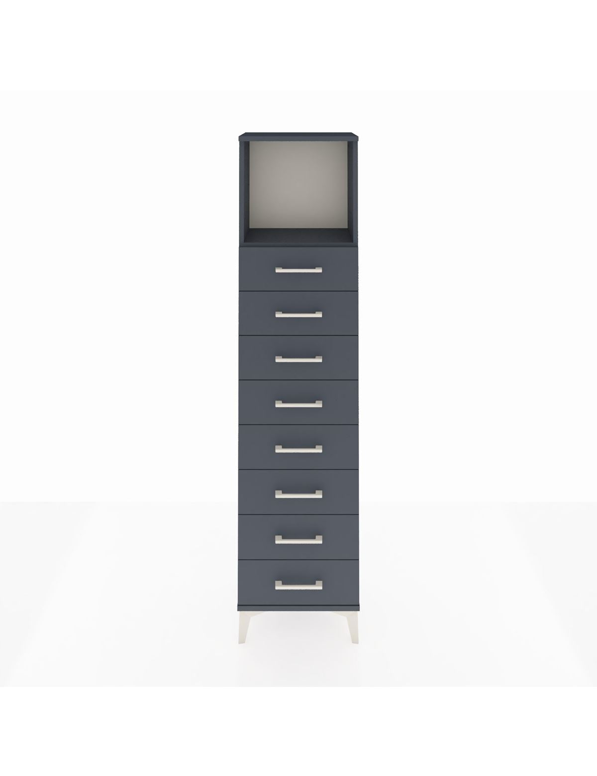 Arges Dolap Tek Raflı 8 Çekmeceli 44x30x182 Antrasit-Antrasit