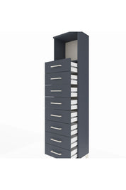 Arges Dolap Tek Raflı 8 Çekmeceli 44x30x182 Antrasit-Antrasit