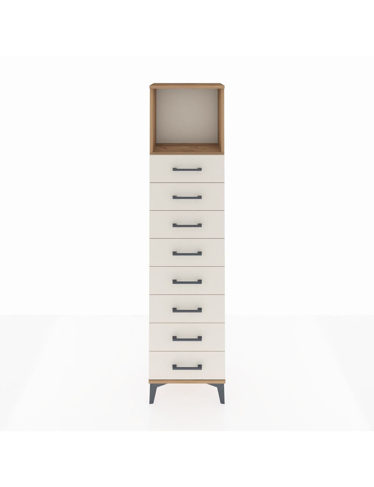 Arges Dolap Tek Raflı 8 Çekmeceli 44x30x182 Çam-Aytaşı